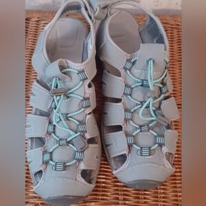 BASS Coral Womens 9M Outdoor Water Sandal Hiking Adjustable Lace Lock Sport Shoe